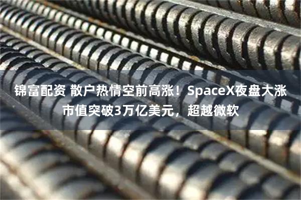 锦富配资 散户热情空前高涨！SpaceX夜盘大涨市值突破3万亿美元，超越微软